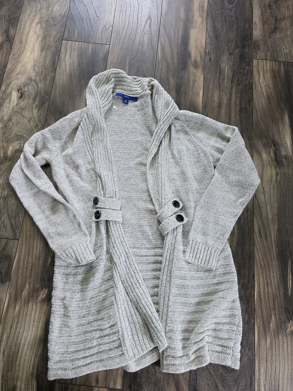 Apt. 9 Light Gray Open-Front Shawl Collar Cardigan